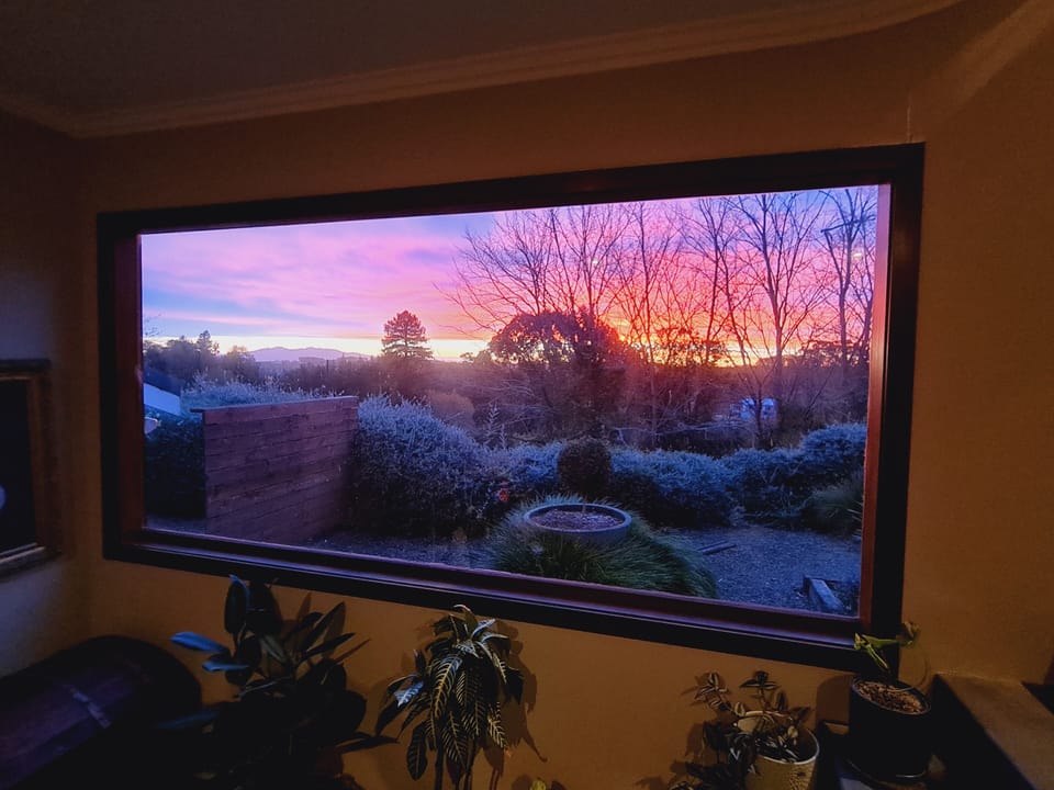 Foyer sunset view and Mt Pirongia