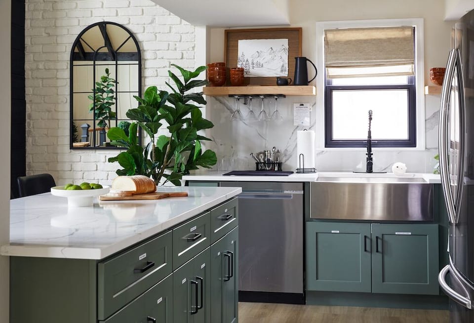 Kitchen with huge chefs sink.