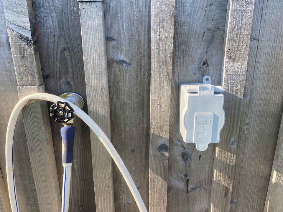 RV outlet on the side of the house.