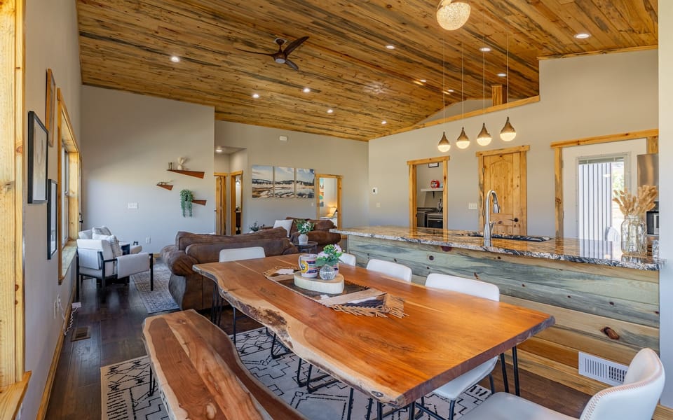 Our dining area comfortably seats eight, making it ideal for shared meals and lively conversations.