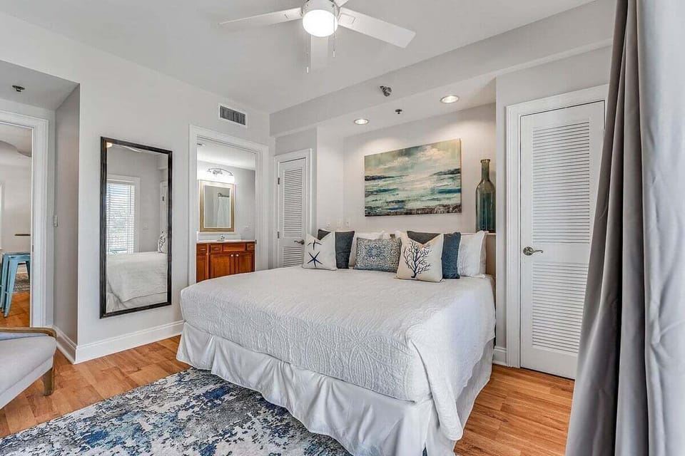 Primary bedroom with king bed