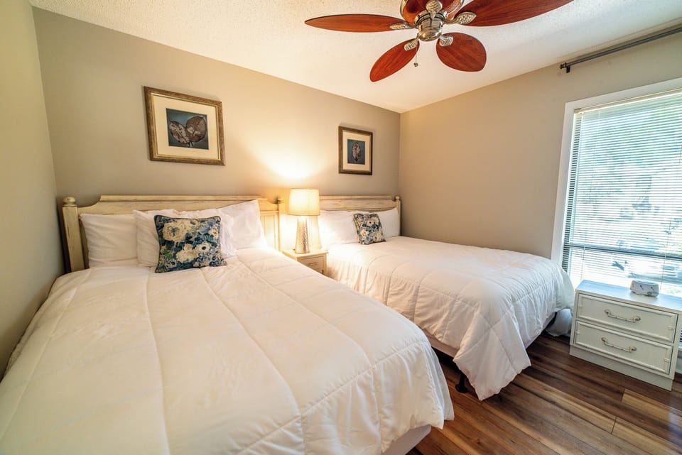 2nd bedroom with two, double beds