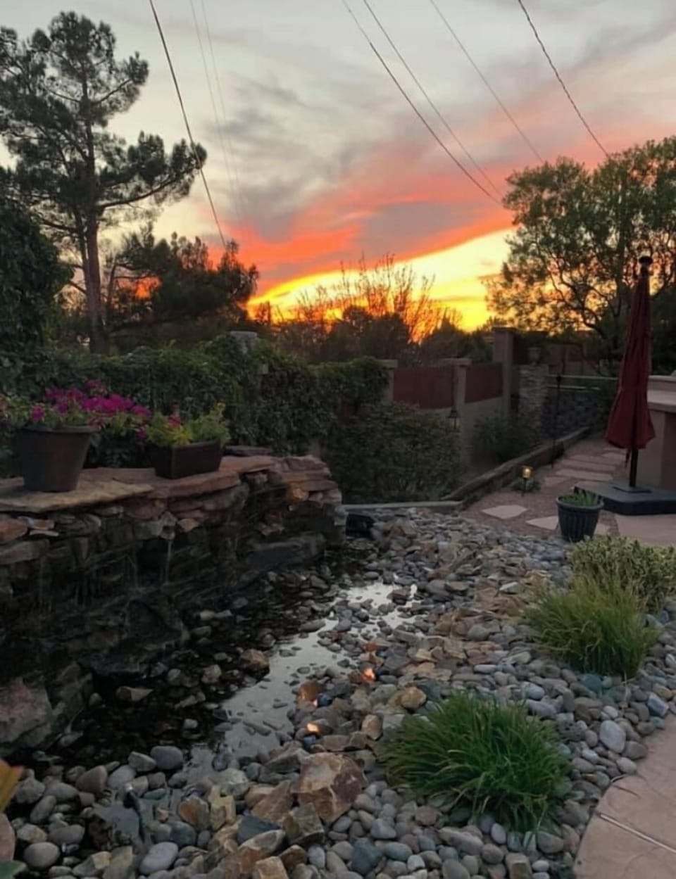 Fountain at sunset