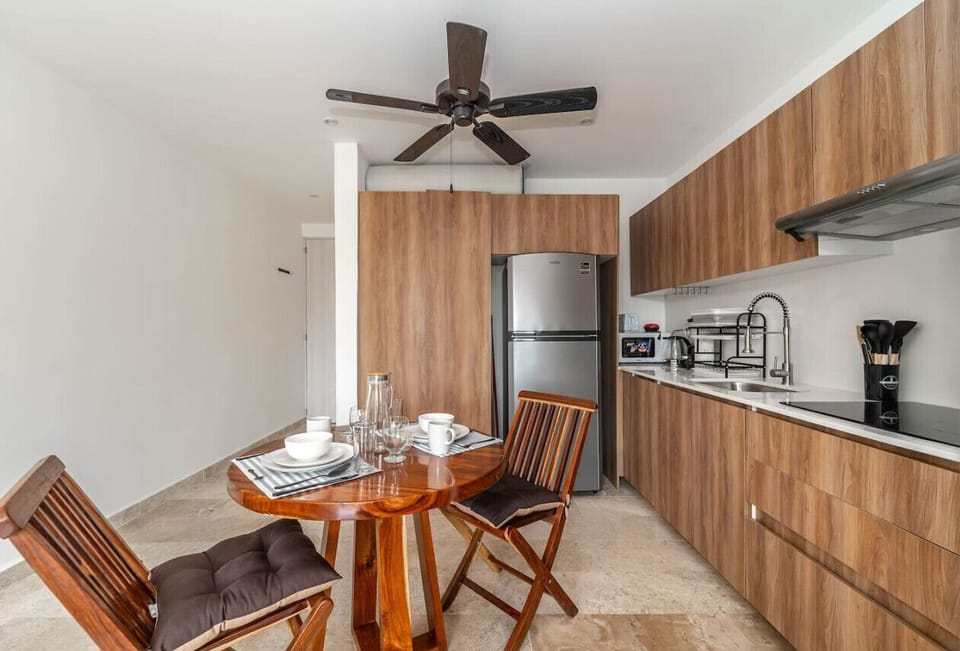 Stylish kitchen featuring contemporary appliances and ample counter space