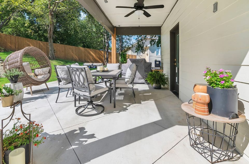 Relaxing Backyard Patio off of kitchen