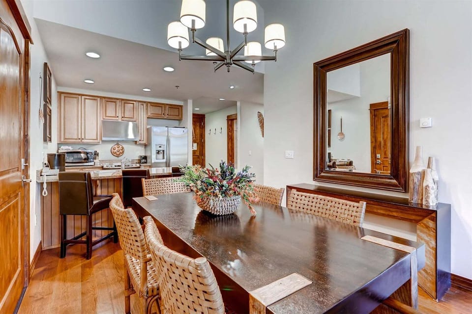 Spacious dining area with additional barstool seating