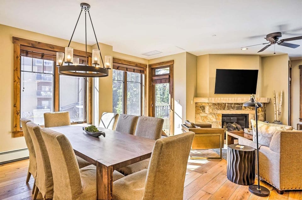 Dining room table offers excellent space for meals