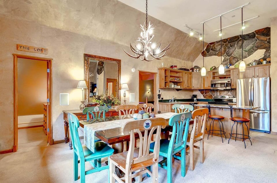 Dining area seating provides plenty of space for families