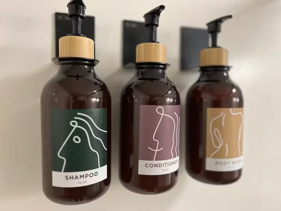We provide paraben-free and cruelty-free shampoo, conditioner, and body wash