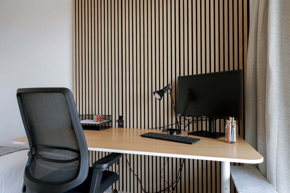 Desk available in second bedroom with extra screen for your convenience