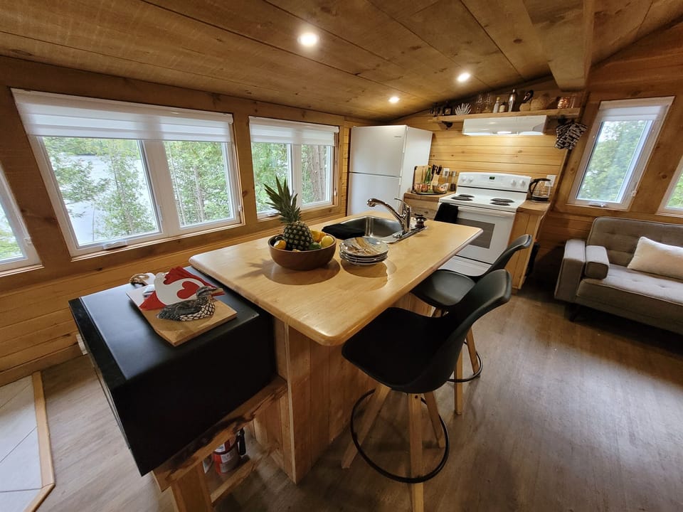 Kitchen island extends seating options for dining