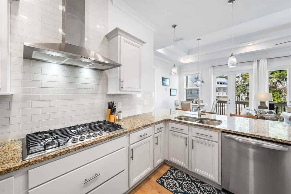 Make family meals in the open kitchen with stainless steel appliances