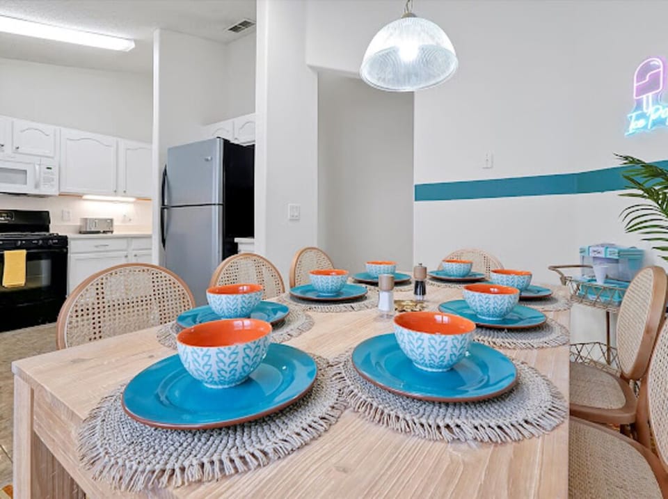 Dining area is steps away from the kitchen