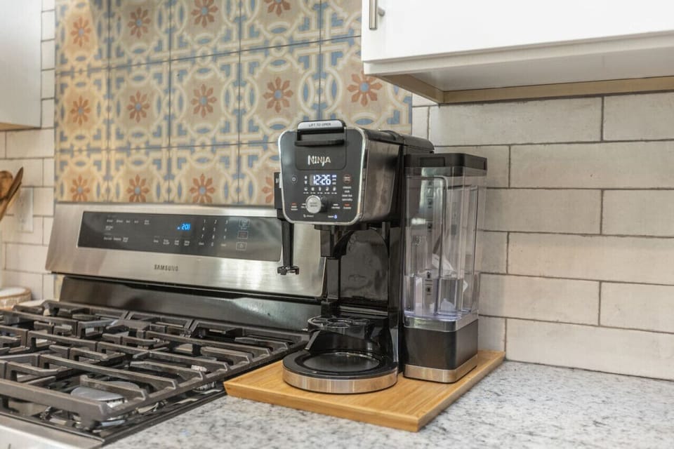 Our coffee maker can make single Keurig coffee cups and also make large pots of coffee. Ground coffee, pods, sugar, creamer, and disposable coffee cups are provided!