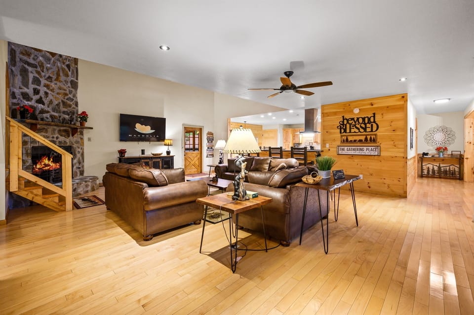 Living room with fireplace