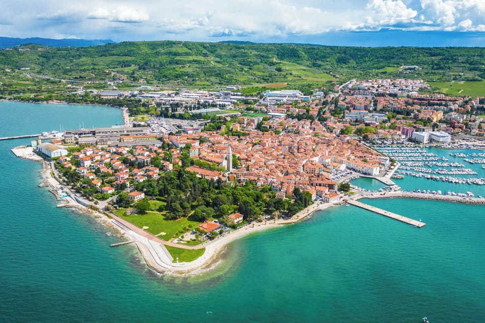 Aerial view of the town of Izola