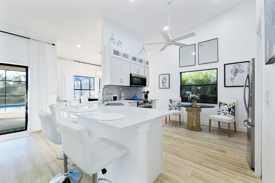 Kitchen island seats four (4) 