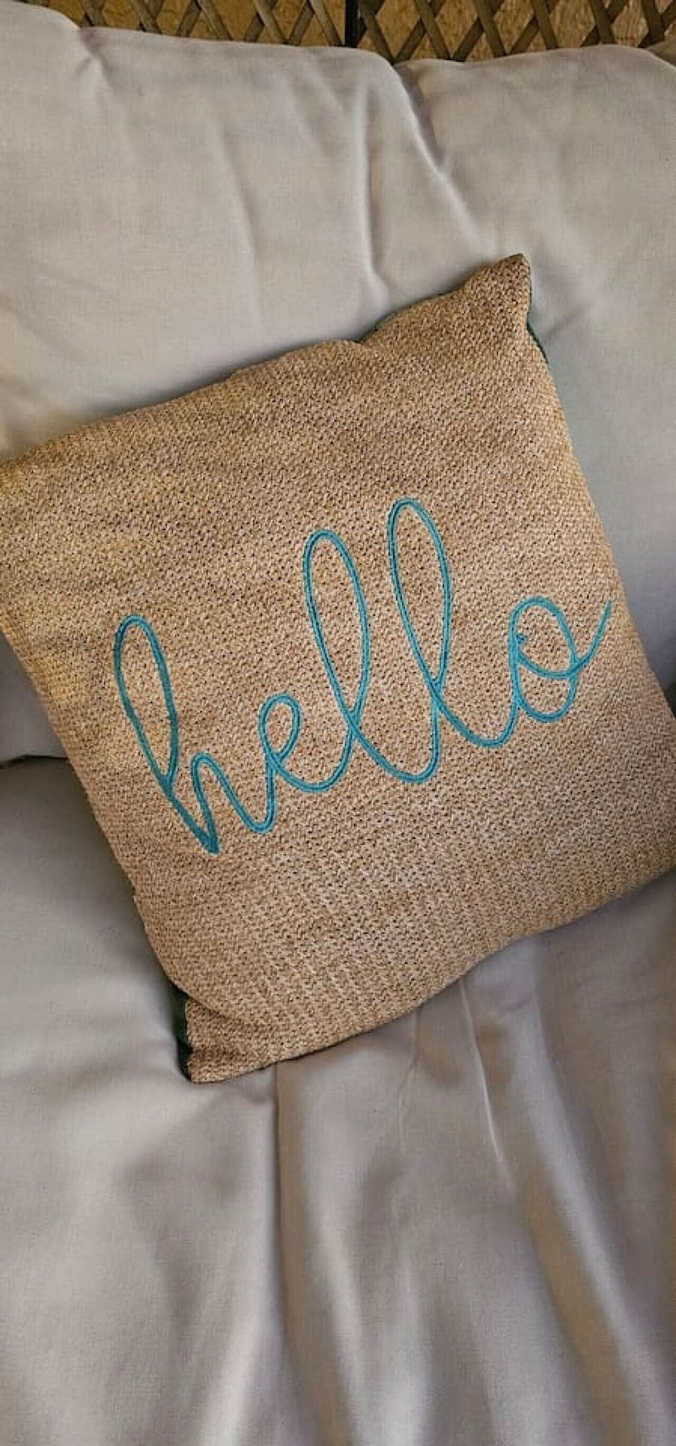 The pillow says "Hello," the view says "Wow!"