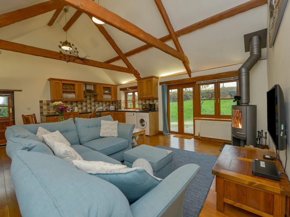 Large open space kitchen diner, wood burner and garden views. Smart TV. Owl Cam!