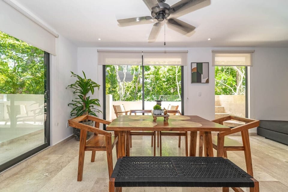 Inviting dining space with a cozy ambiance for meals and gatherings.