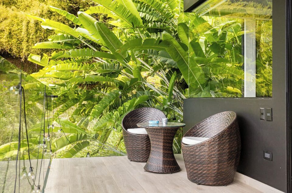 Private patio with seating to take in the jungle views