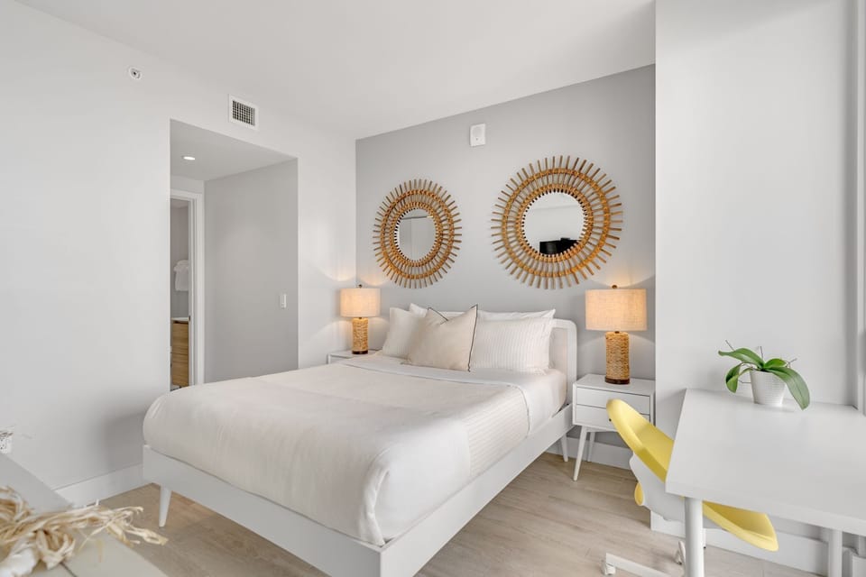Welcome to the cozy bedroom with premium bed sheets and linen!