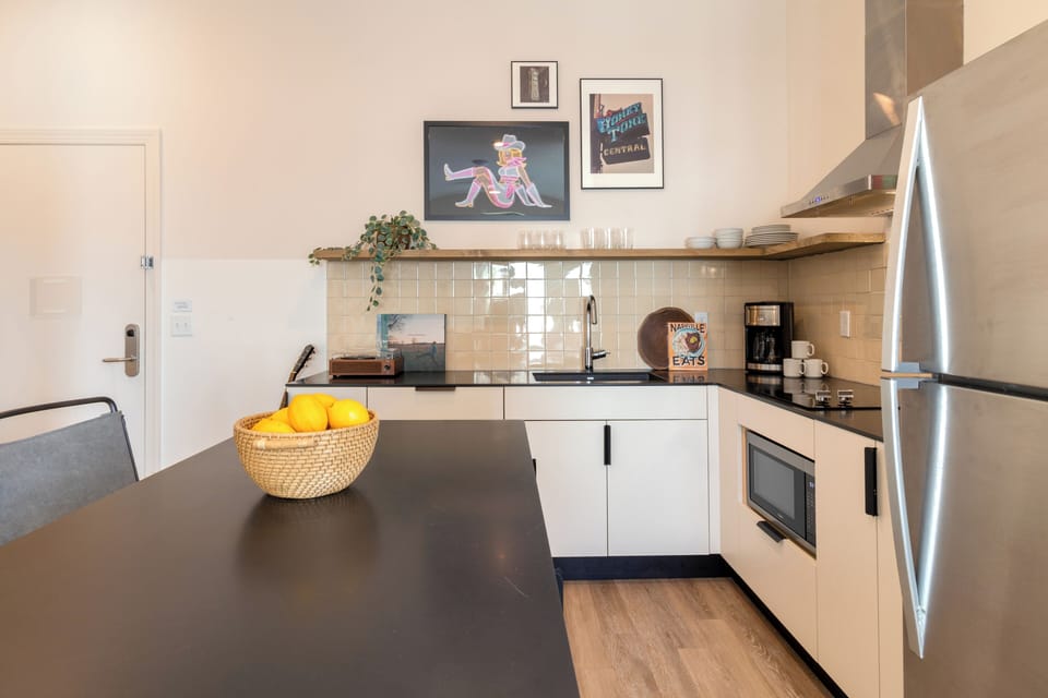 Sleek and spacious kitchen.