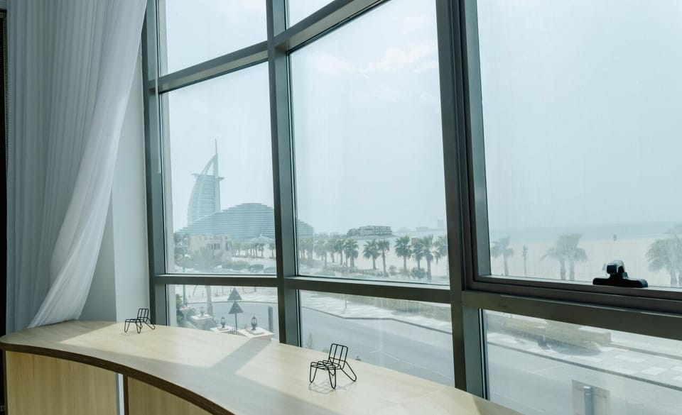 Enjoy the breathtaking marina views from the large communal windows.