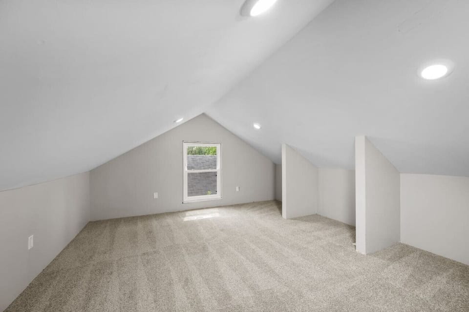 Upstairs attic available for extra storage space or kid`s play