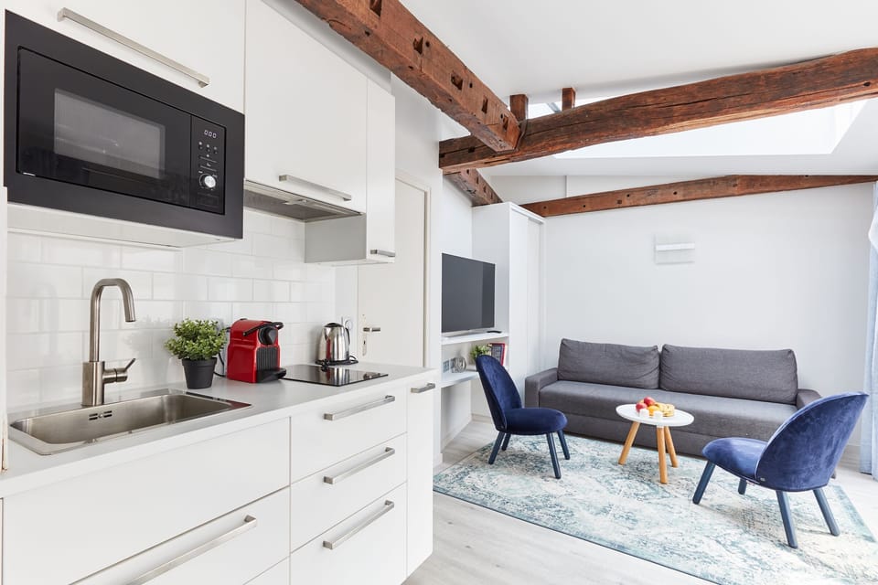 The open-plan living, kitchen and dining area
