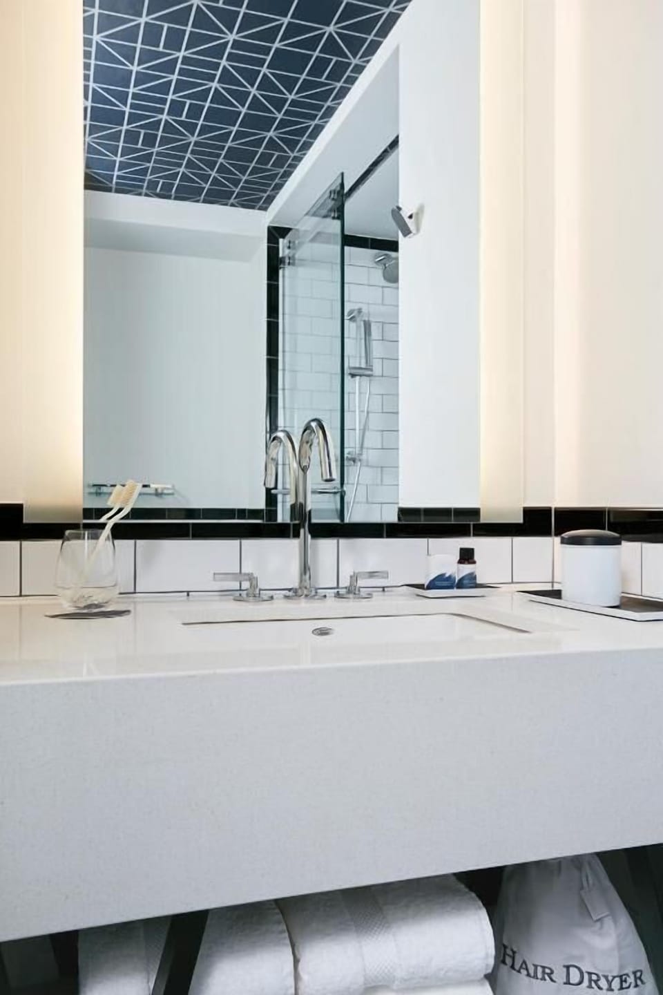 Start your day at the modern vanity with premium essentials.