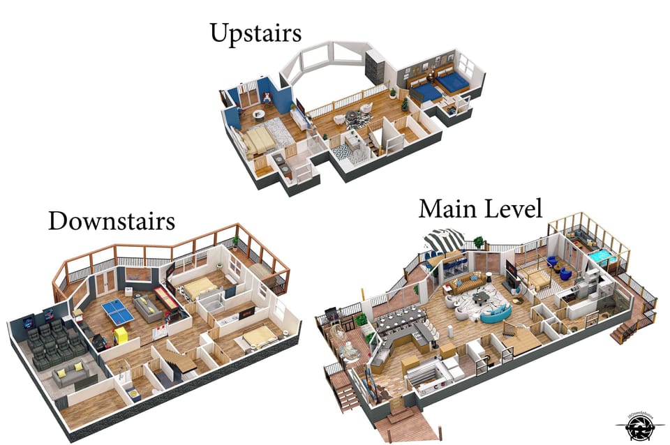 The 3-level Floor plan of the home.