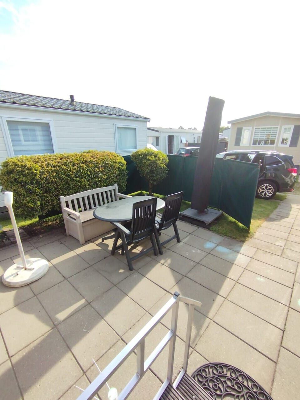 Garden with a cozy garden furniture set