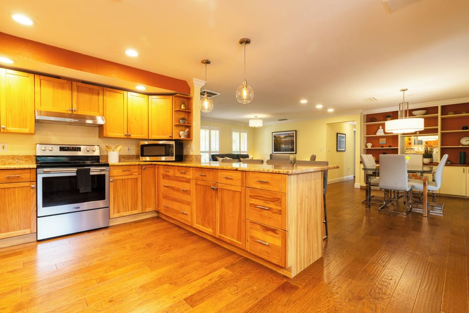Kitchen with dinning room and living room open concept.