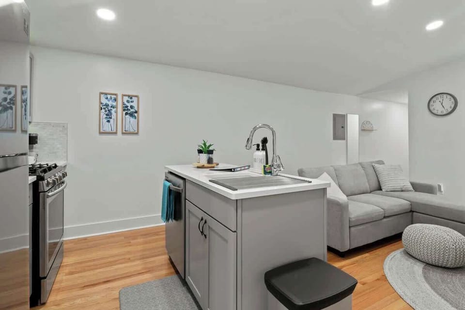 We have dish soap, hand soap, dishwasher pods, cleaning wipes, paper towels, cleaning supplies, extra trash bags...anything you may need to make this space as functional as you decide to make it.