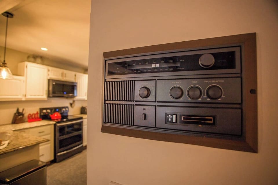 Built in cassette player with speakers throughout the first floor