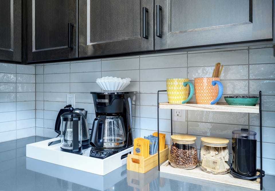 Kitchen | Locally Roasted Coffee "Table Top Coffee Roasters" | Sugar & Creamer Provided