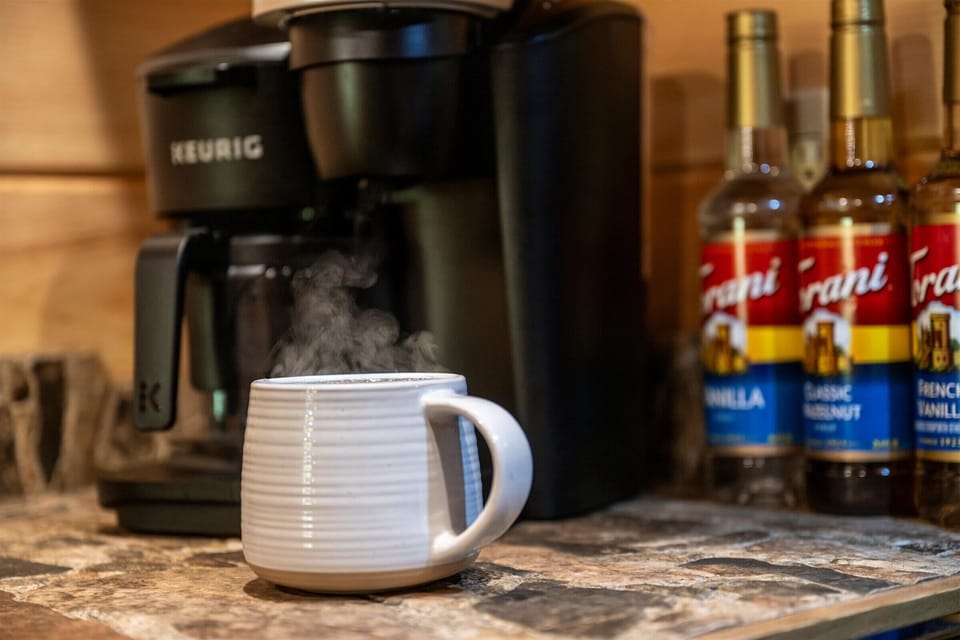 Start your mornings right with the double Keurig coffee maker, offering both pod and drip options for every coffee lover.