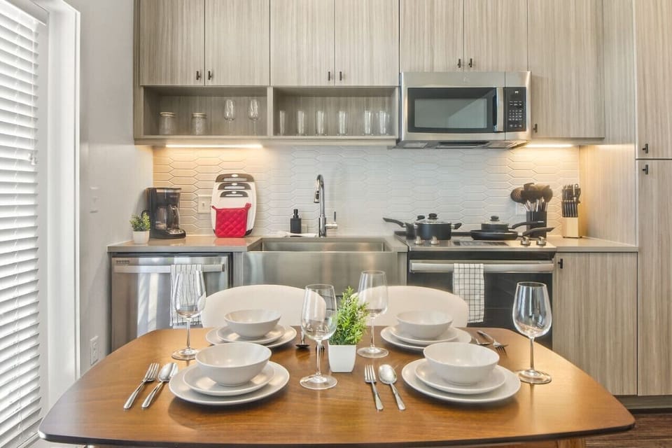 The spacious dining room invites you to savor every moment, whether enjoying a quiet meal or hosting a festive gathering.