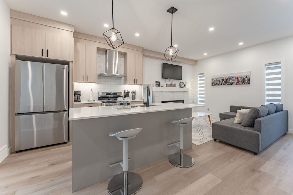 XL kitchen island seats 2—perfect for morning coffee or evening drinks