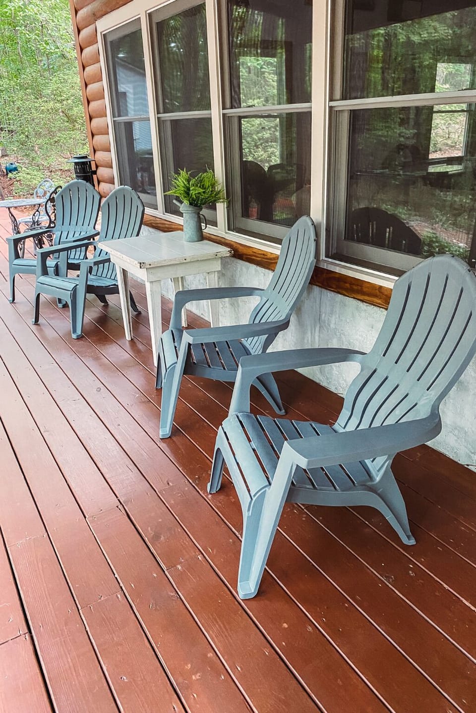 Relax in these adirondack chairs