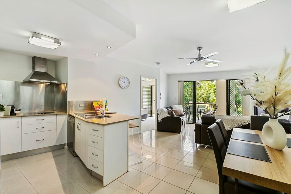 Fully equipped kitchen and living area