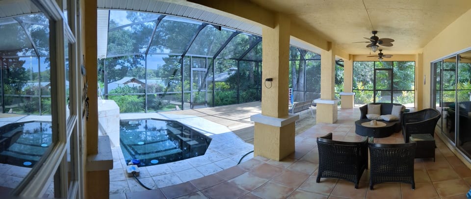 Refreshing pool with lakeview.