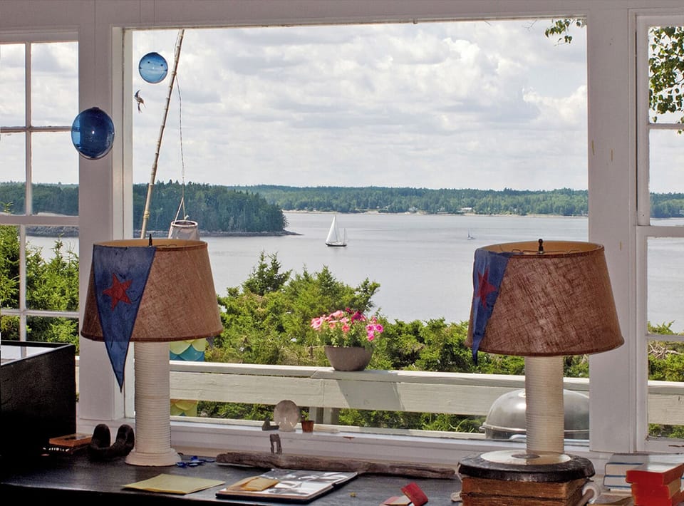 Living room window overlooking Bean Island