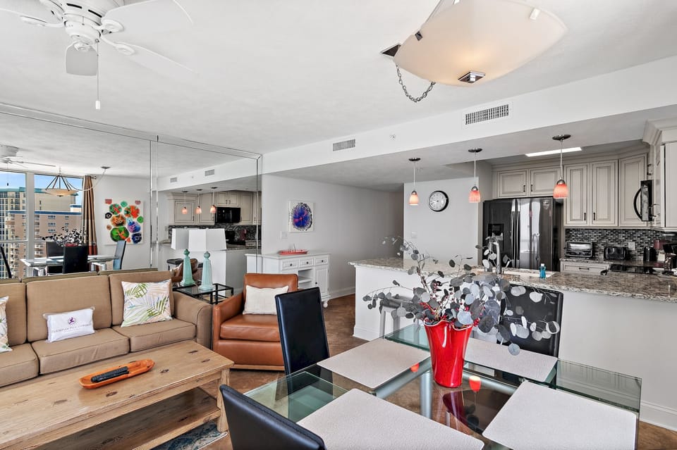 Living room and dining area