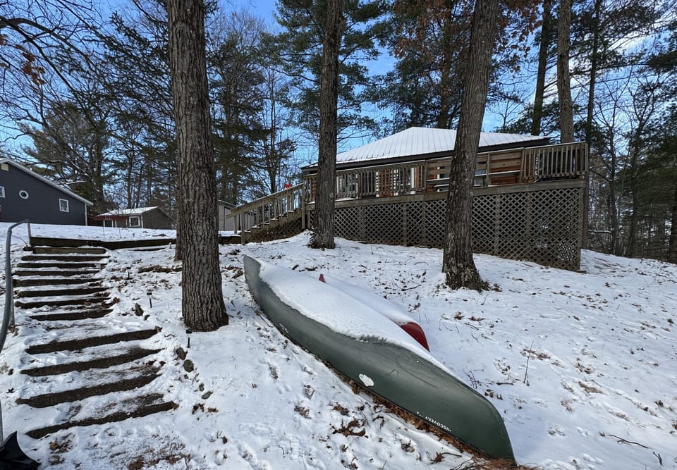 Steps leading up to the cabin