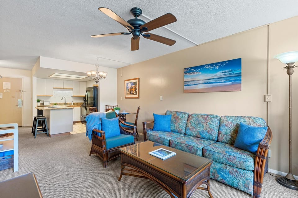 Beachy decor with sleeper sofa