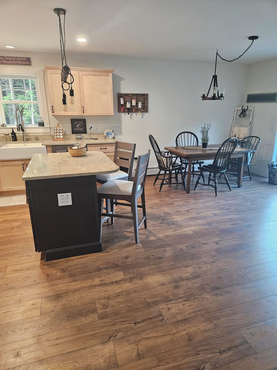 island kitchen and dining