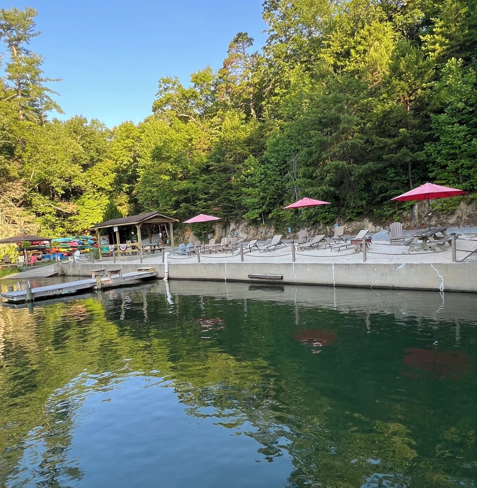Private Beach Area a short walk from the cabin
