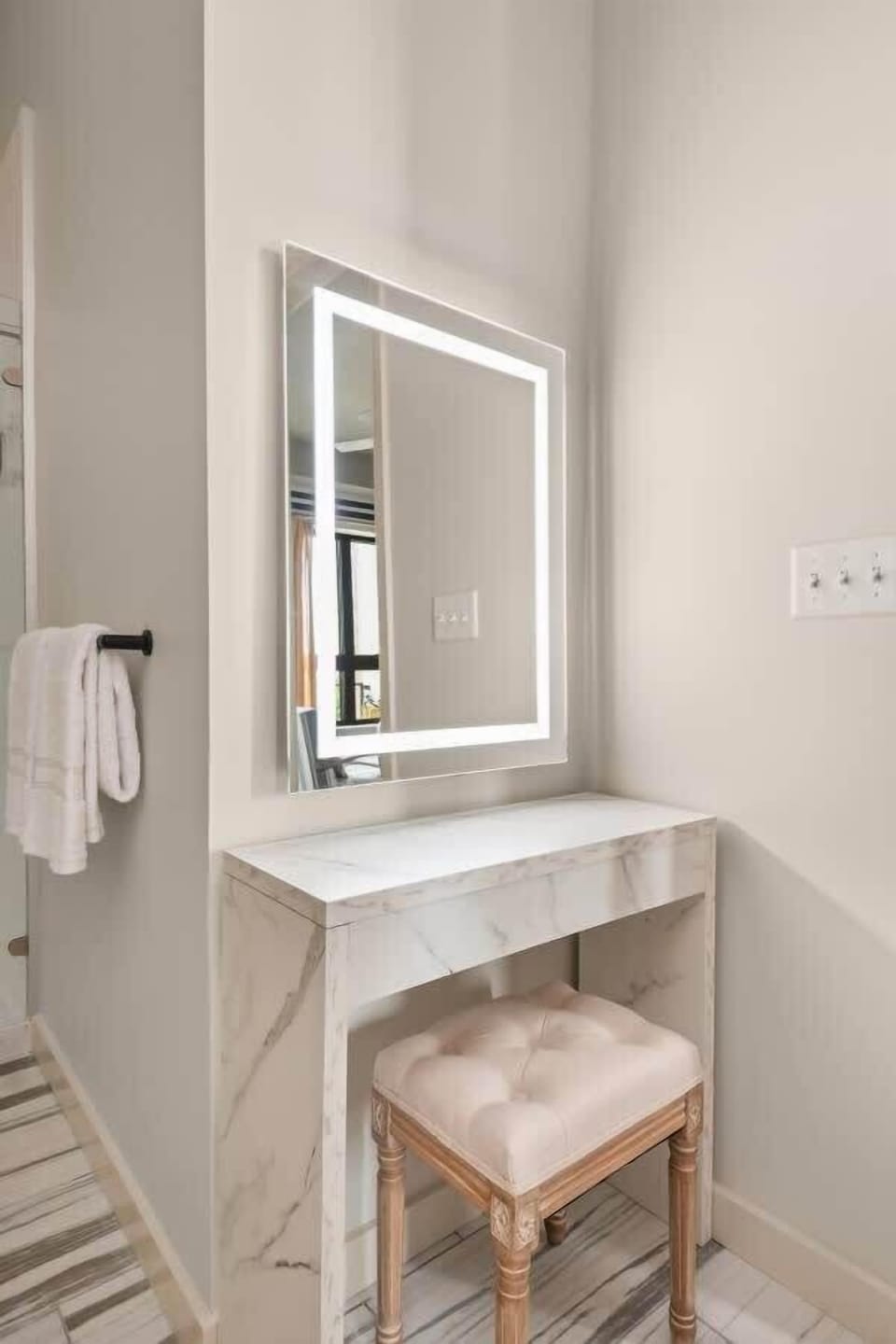Modern bathroom with high-end fixtures and amenities.